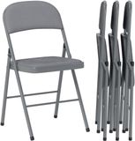 Homcom Vouwstoel Fluweel Lichtgrijs 4 Stuks