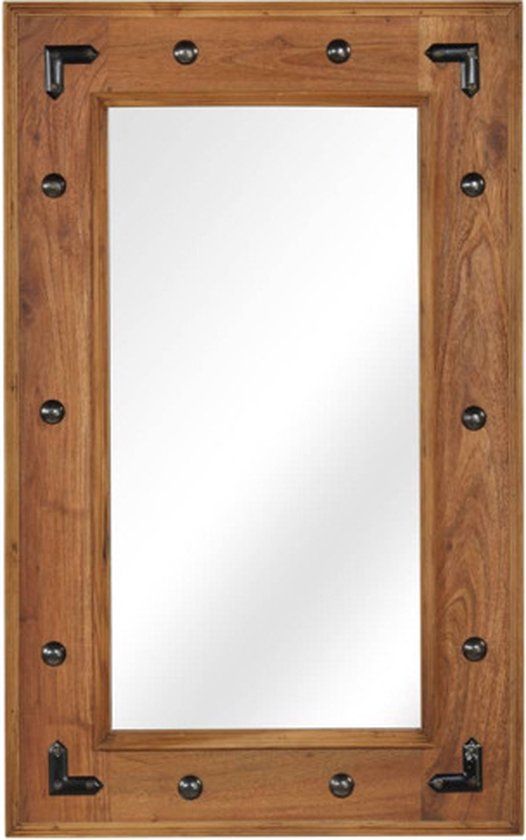 vidaXL Spiegel 50x80 cm Massief Acaciahout Bruin Rechthoekig Industrieel