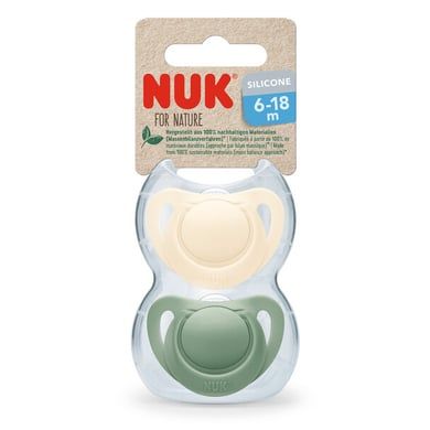 NUK Fopspeen - Nature Siliconen - 6-18 maanden - Groen/Crème - 2-pack