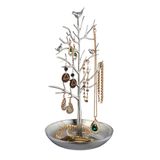 Relaxdays Sieradenboom, Juwelenhouder voor Kettingen, Oorringen en Armbanden, HxBxD: 30x16x15 cm, Zilver