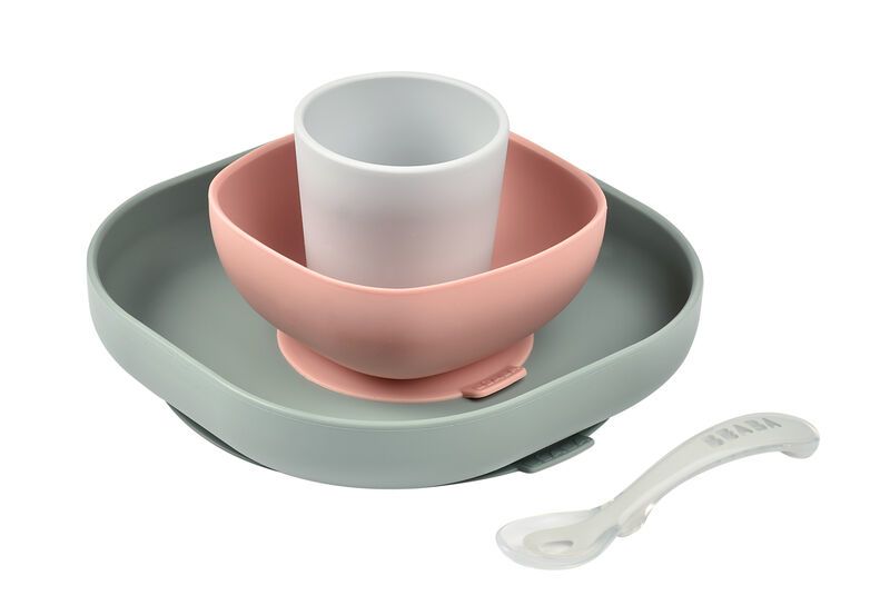 Béaba Silicone Maaltijdset - 4-delig - Roze/Groen