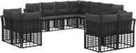 vidaXL Hoek loungeset Zwart en Donkergrijs Polyester 11 zitplekken