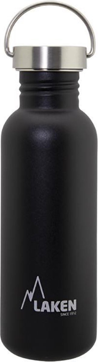 Laken RVS fles Basic Steel Bottle 750ml S/S Cap - Zwart zwart
