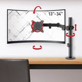 Barkan Support écran - Support écran pour 1 écran de 13"/ 34" - Écrans plats et incurvés - Noir