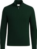 Vercate - Quarter Zip / Half Zip Trui - Cashmere / Kasjmier Blend - Kabeltrui / Pullover - Regular Fit - Donkergroen - Maat M