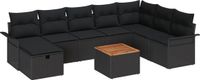 vidaXL Tuinbank Set 9-delig Zwart Poly-rattan