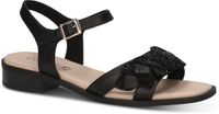 Caprice Dames Sandaaltje 9-28203-46 Zwart Leer Blokhak 3-4cm G-breedte Maat 40 EU