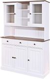 Inter Link Bentonville dressoir met 5 deuren en 3 laden, massief grenen, wit/sepia