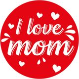 Bellatio Decorations I love mom - 15x onderzetters - dubbelzijdig bedrukt - karton - Moederdag cadeau
