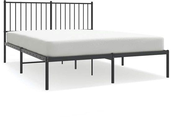 vidaXL Bedframe met hoofdbord Metaal Zwart 135x190 cm