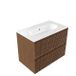 Saniclass Badkamermeubelset - 80x45x73.9cm - Chaci keramische wastafel wit - 1 wasbak - zonder kraangat - 2 lades - mat walnut pure (hout) SW1420803/SW1234848