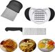 Unyqoos Coupe-pommes - coupe-gaufre - couteau gaufré - coupe-légumes - en acier inoxydable - set de 3