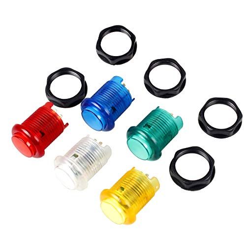 EG STARTS 5 x 30 mm LED Illuminated Arcade Push Button Switch 5V for Arcade Machine Games DIY Kit Jamma Mame Raspberry Pi (5 Colors)