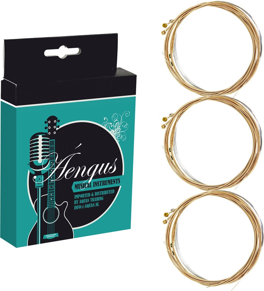 Ã�engus 3 setjes stalen snaren voor akoestische gitaar - professionele kwaliteit - Coated Bronze - set .011 tot .053 - Brons