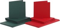 creotime Kaarten en enveloppen, afmeting kaart 15x15 cm, afmeting envelop 16x16 cm, 50 sets, groen, rood