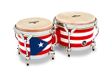 Latin Percussion Matador Wood Bongos - Puerto Rican Flag/Chrome