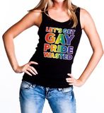 Bellatio Decorations Shoppartners Bv Let's get gay pride wasted tanktop zwart - regenboog singlet zwart voor dames - gaypride L