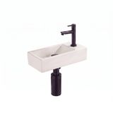 Saniclass Fuente fonteinset – rechthoekig – 40x22x10 cm – solid surface beige – zwarte kraan