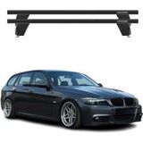 Omac Barres de toit transversales en aluminium pour BMW Série 3 E90 E91 E92 Berline Break Coupé 2004-2013 – Antivol – Rainure en T – Testées City Crash – Charge max 75 kg Noir