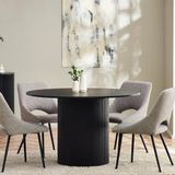 Julian Bowen Louis Zwarte Gecanneleerde Ronde Eettafel, Essenhout, 120 x 120cm