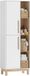 HOMCOM Badkamerkast (vloermodel) - Spaanplaat, MDF - 62,5 x 35 x 176 cm - Wit en naturel hout