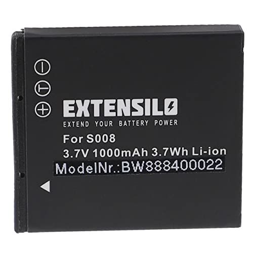 EXTENSILO 1 x batterij compatibel met Panasonic Lumix DMC-FX500, DMC-FX55 camera, digitale reflex (1000 mAh, 3,7 V, Li-Ion)