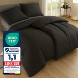Komfortec Premium Dekbedovertrek 2x135x200 cm + Kussensloop 2x80x80 cm - 100% Microvezel - Antraciet