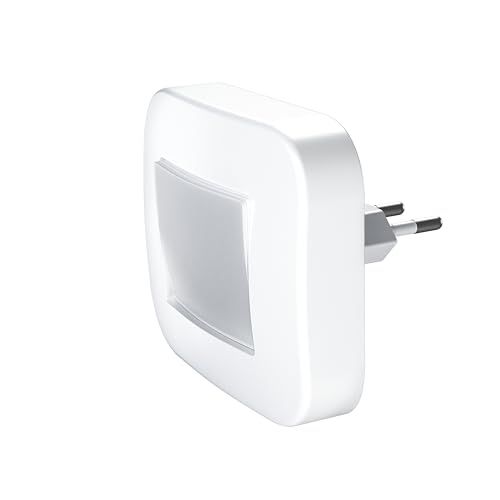 OSRAM Lunetta socket nachtlampje met kantelfunctie, geïntegreerde dag/nachtsensor en lichtstickers in wit van kunststof (PC), IP20 beschermingsgraad, voor kinderkamers