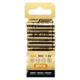Carbon-zink R03 batterijen 1,5 V, 8 stuks