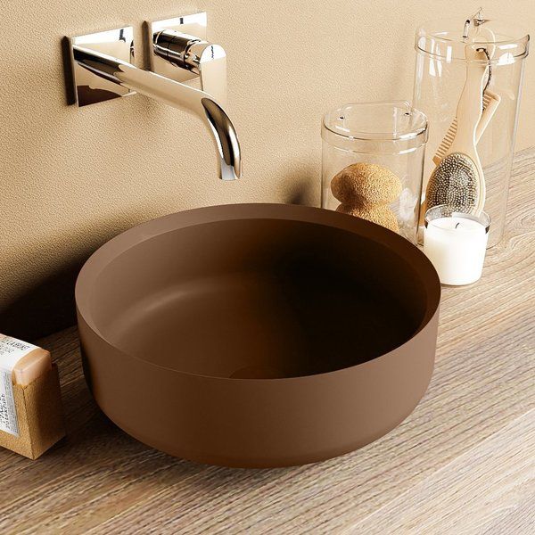 Mondiaz Coss waskom 36x36x13cm rond opbouw Solid Surface Rust