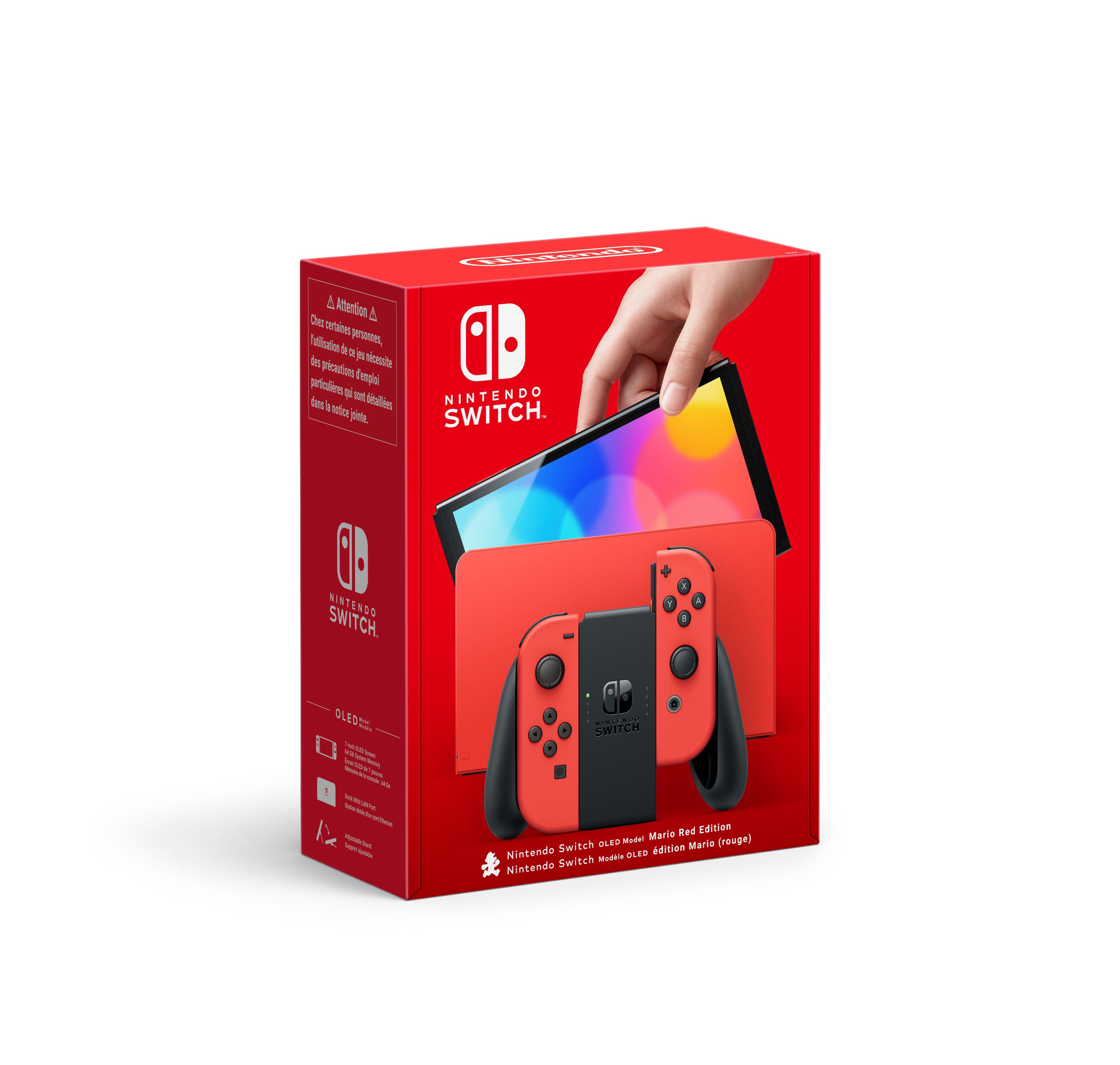 Nintendo Switch - OLED Model - Mario Red Edition - 7" Touchscreen - 64GB - Red
