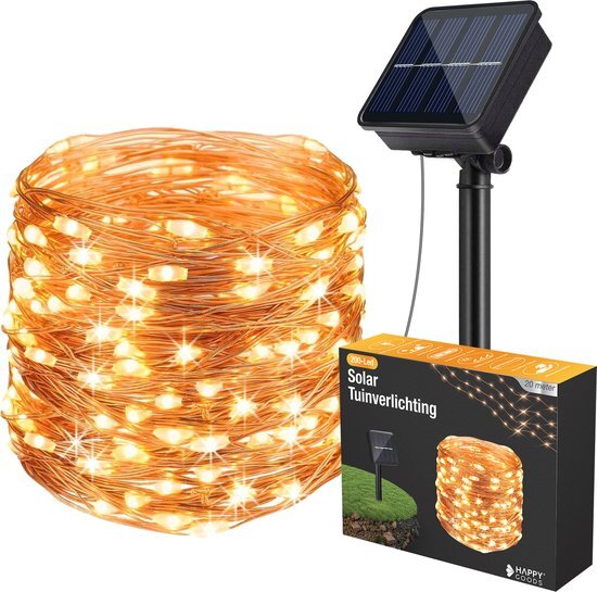 Happy Goods® Happy Goods - lichtsnoer op solar zonne-energie - 200 LED - 20m - Tuin - Buiten Tuinverlichting - Terras - solar - sfeerverlichting - tuinieren cadeau - Buitenverlichting - Padverlichting - buitenlamp - Tuindecoratie - Sinterklaas