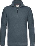 Petrol Industries Heren Gemêleerde halfzip trui rockford - Blauw - Maat L