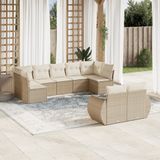 Maison Exclusive - Ensemble de meubles de jardin 9 pièces avec canapé et coussins, beige, en polyrotin
