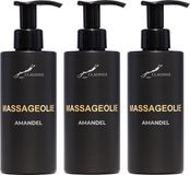 Claudius Cosmetics B.V. Massageolie Amandelolie 300 ml - met pomp - zwarte fles - 100% natuurlijk - biologisch en koud geperst - set van 3 stuks - Voordeelverpakking