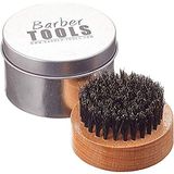 BARBER TOOLS Baardborstel met ronde metalen doos, 1 stuk