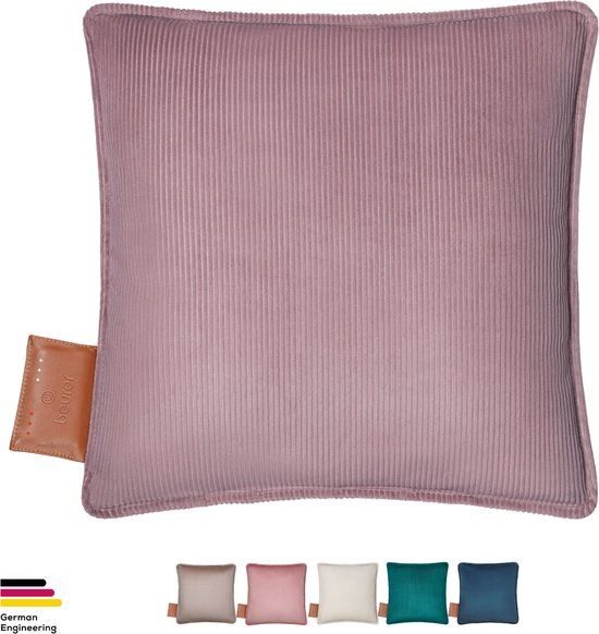 Beurer Warmtekussen - Heaty Corduroy Lavender Lila - Draadloos Warmtekussen - Elektrisch - Oplaadbaar - XL verwarmd oppervlak - 45x45 cm – 3 Jaar Garantie