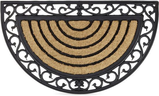 Relaxdays Deurmat 75x45 Halfrond Kokos - Schoonloopmat - Voetmat