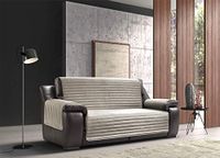 BIANCHERIAWEB Sofà Bankovertrek voor 4-zitsbank, gewatteerd, dubbelzijdig, taupe-beige, zitvlak 235 cm, armleuning 60 x 60 cm, vuilafstotend en waterdicht, machinewasbaar