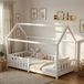 Lit enfant 80x160 avec barreaux de protection et sommier à lattes, maisonnette en bois – lit enfant 90x200 pour enfants – lit enfant en bois 80x160, blanc