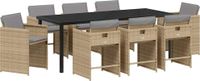 vidaXL Tuin Eettafel Set 9-delig Beige Poly Rattan