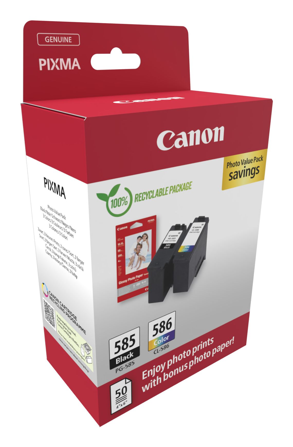 Canon PG-585/CL-586 - Multipack - Zwart, Cyaan, Magenta, Geel - Origineel