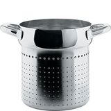Alessi MAMI zeef voor pasta-set, roestvrij staal, zilver, 8,3 x 24 x 23,5 cm