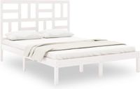 vidaXL Bedframe massief hout wit 140x190 cm