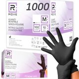 R MOVE Wegwerp-nitrilhandschoenen, zwart, poedervrij, geschikt voor beide handen, geschikt voor levensmiddelen, niet steriel, latexvrij, hypoallergeen, voor medische doeleinden