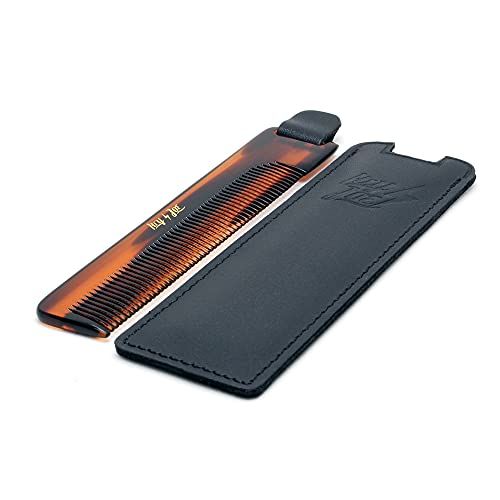 HEY JOE! Deluxe Comb Leather Case Zakkam voor heren, met natuurlijk leer