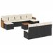 vidaXL 10-delige Loungeset met Kussens Poly Rattan Zwart