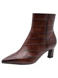 Tamaris - Dames - Enkellaarzen - Bruin - Synthetisch - Hakhoogte 5-7 cm - Puntige neus - Ritssluiting - Dierenprint