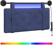 vidaXL - Hangend hoofdbord - Met LED-verlichting - Politieblauw - Fluweel