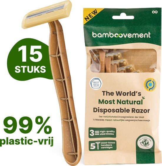 Bamboovement Scheermes (15x) - 3 Ultradunne Blades - 99% Plasticvrij